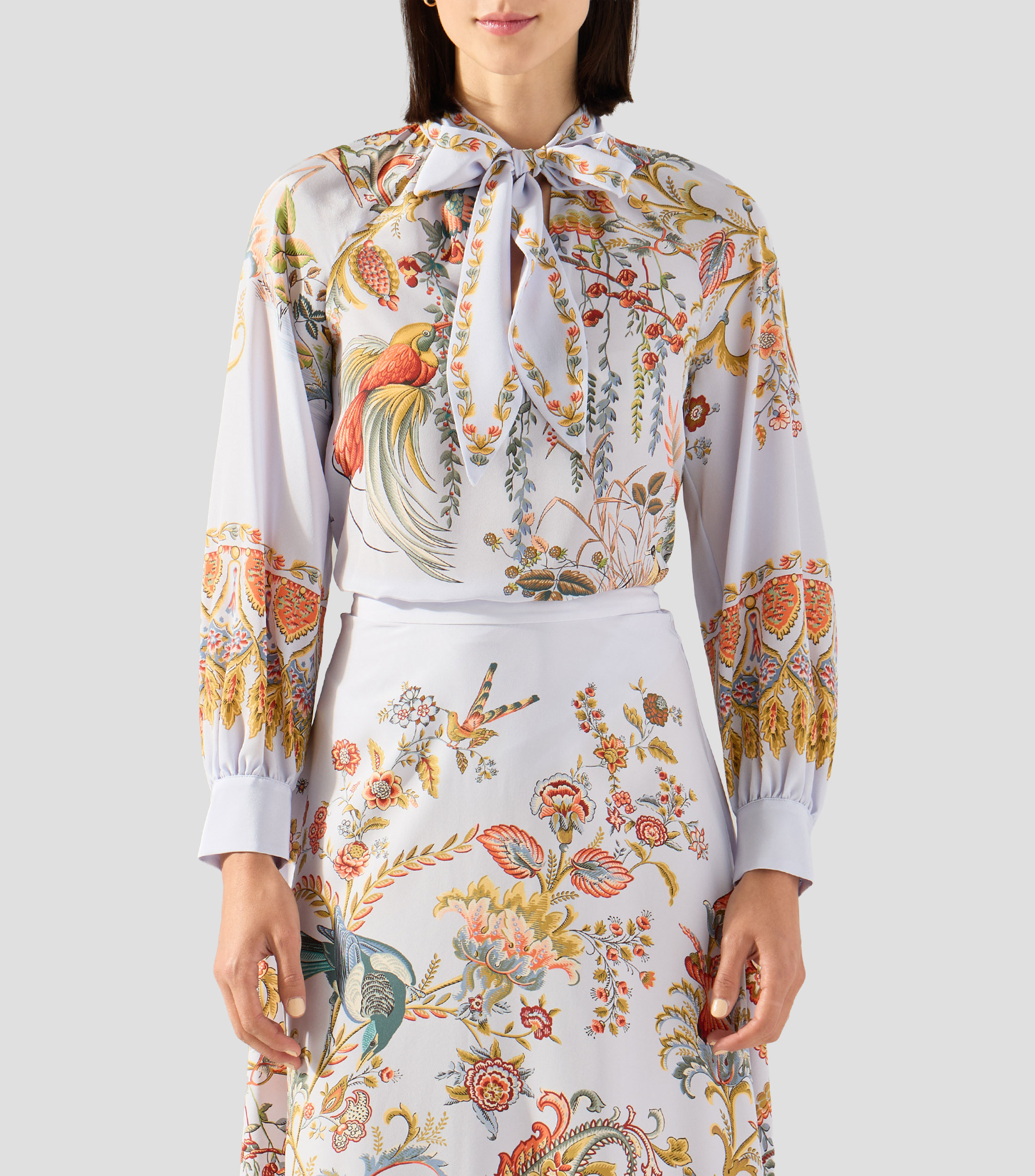 Blusa estampada manga larga Mujer